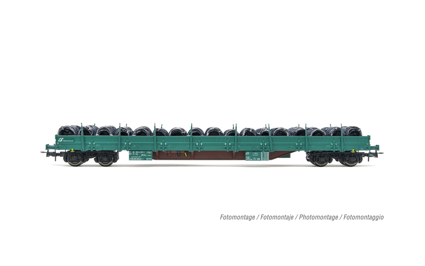 Rivarossi FS Res Bogie Stake Wagon Green w/Wire Coil Load VI HR6553 HO Gauge