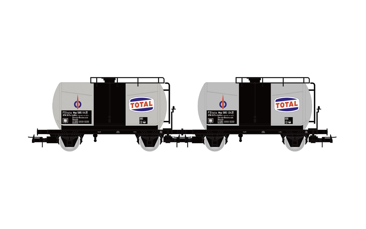 Rivarossi FS Total 2 Axle Tank Wagon Set Silver (2) III HR6565 HO Gauge