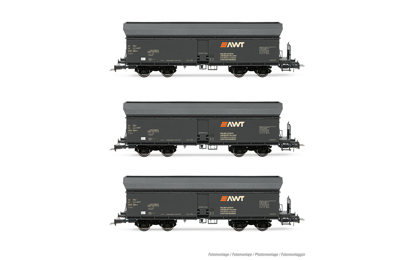 Rivarossi AWT Fals Self Discharge Hopper Wagon Set (3) VI HR6590 HO Gauge