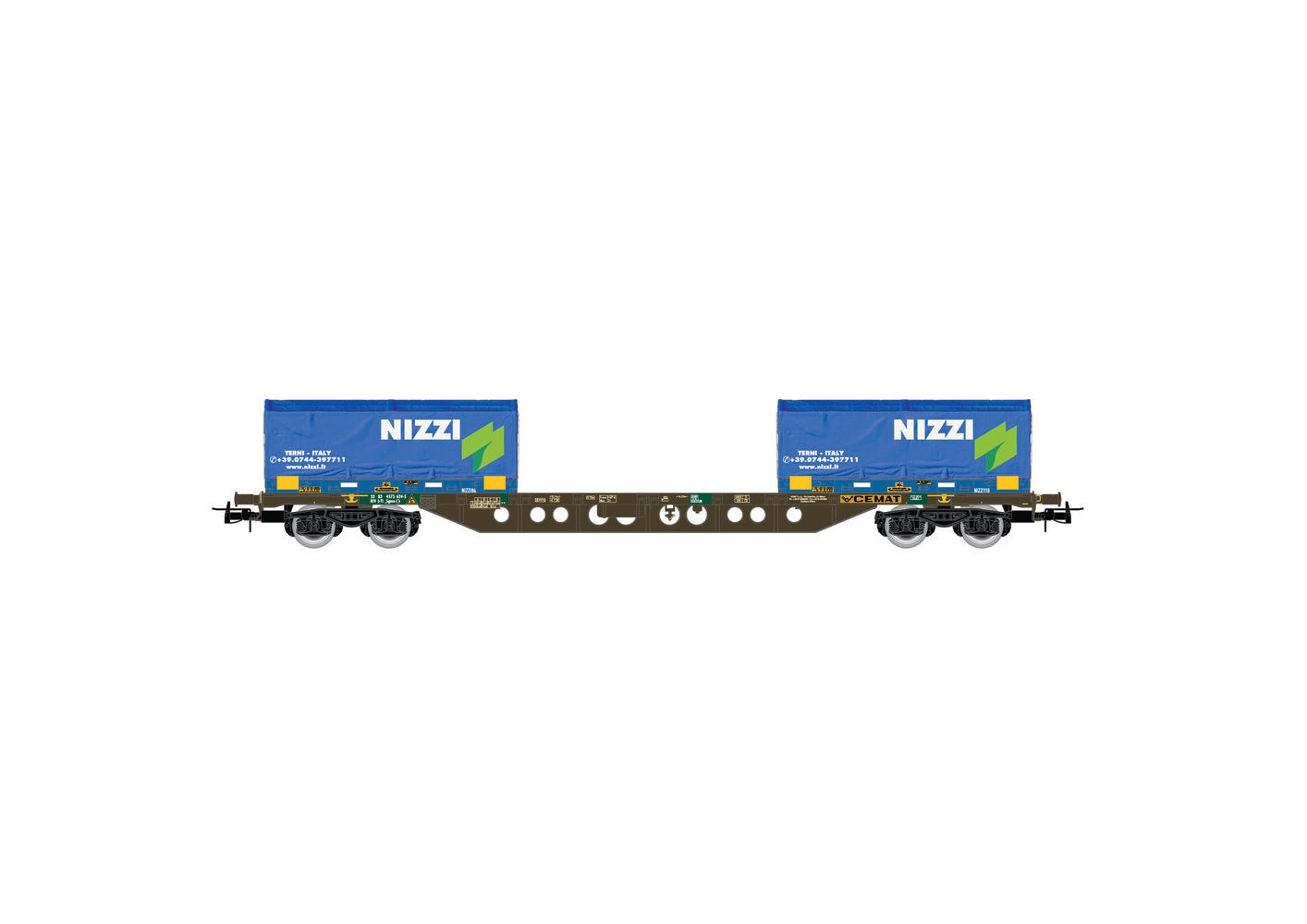 Rivarossi FS Sgnss Container Wagon w/2x20' Nizzi Container Load VI HR6615 HO Gauge
