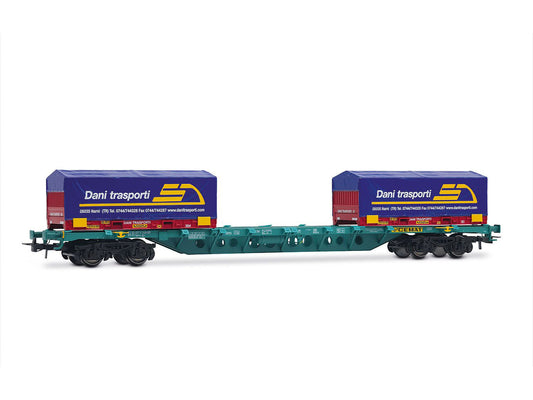 Rivarossi FS CEMAT Sgns Flat Wagon w/2x20' Dani Container Load VI HR6616 HO Gauge