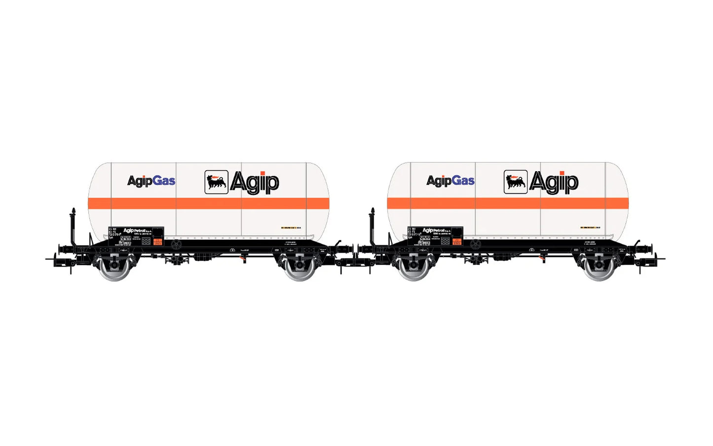 Rivarossi FS 2 Axle Gas Tank Wagon Agipgas Set (2) IV HR6620 HO Gauge