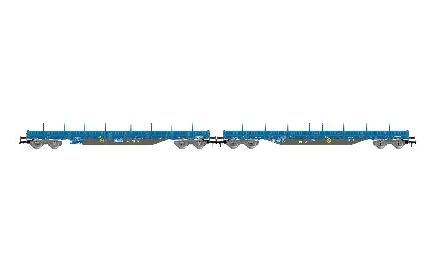 Rivarossi Press Res Bogie Stake Wagon Set Blue (2) VI HR6671 HO Gauge