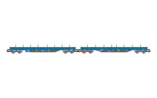 Rivarossi Press Res Bogie Stake Wagon Set Blue (2) VI HR6671 HO Gauge