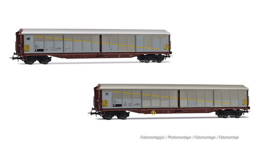 Rivarossi FS Habils Wagon Set Silver/Brown (2) V HR6673 HO Gauge