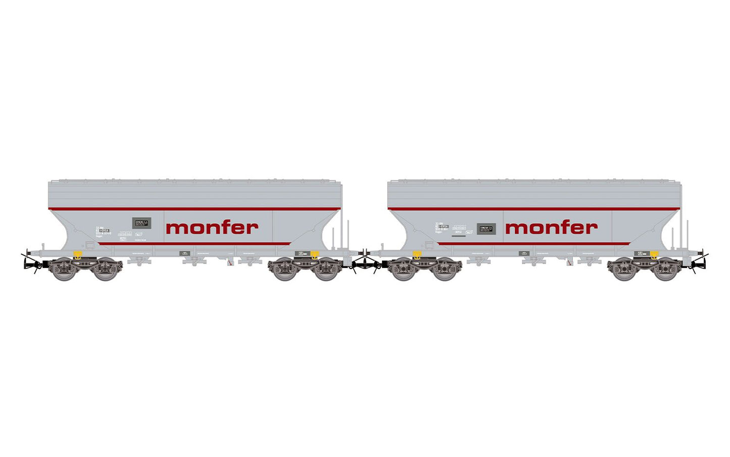 Rivarossi I-ERSA Monfer Cereal Hopper Wagon Set Grey (2) VI HR6677 HO Gauge