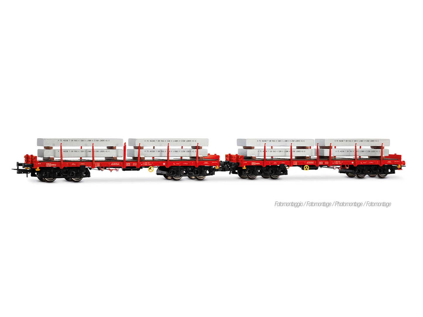 Rivarossi 6702 DBSR Rmms Flat Wagon w/Aluminumn Blocks Loaf Set (2) VI HO Gauge