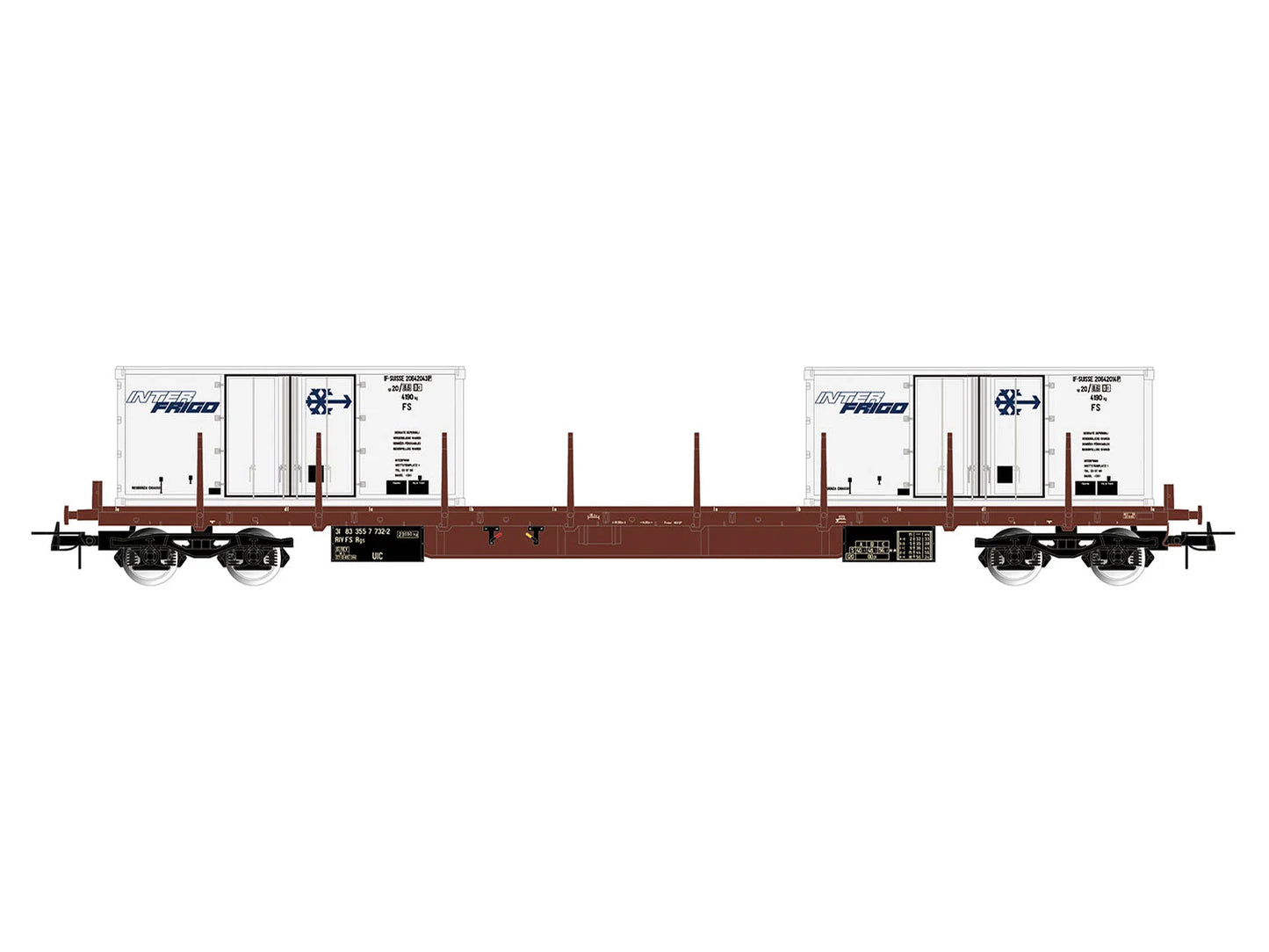 Rivarossi 6714 FS Rgs Flat Wagon w/Interfrigo Container Load IV HO Gauge