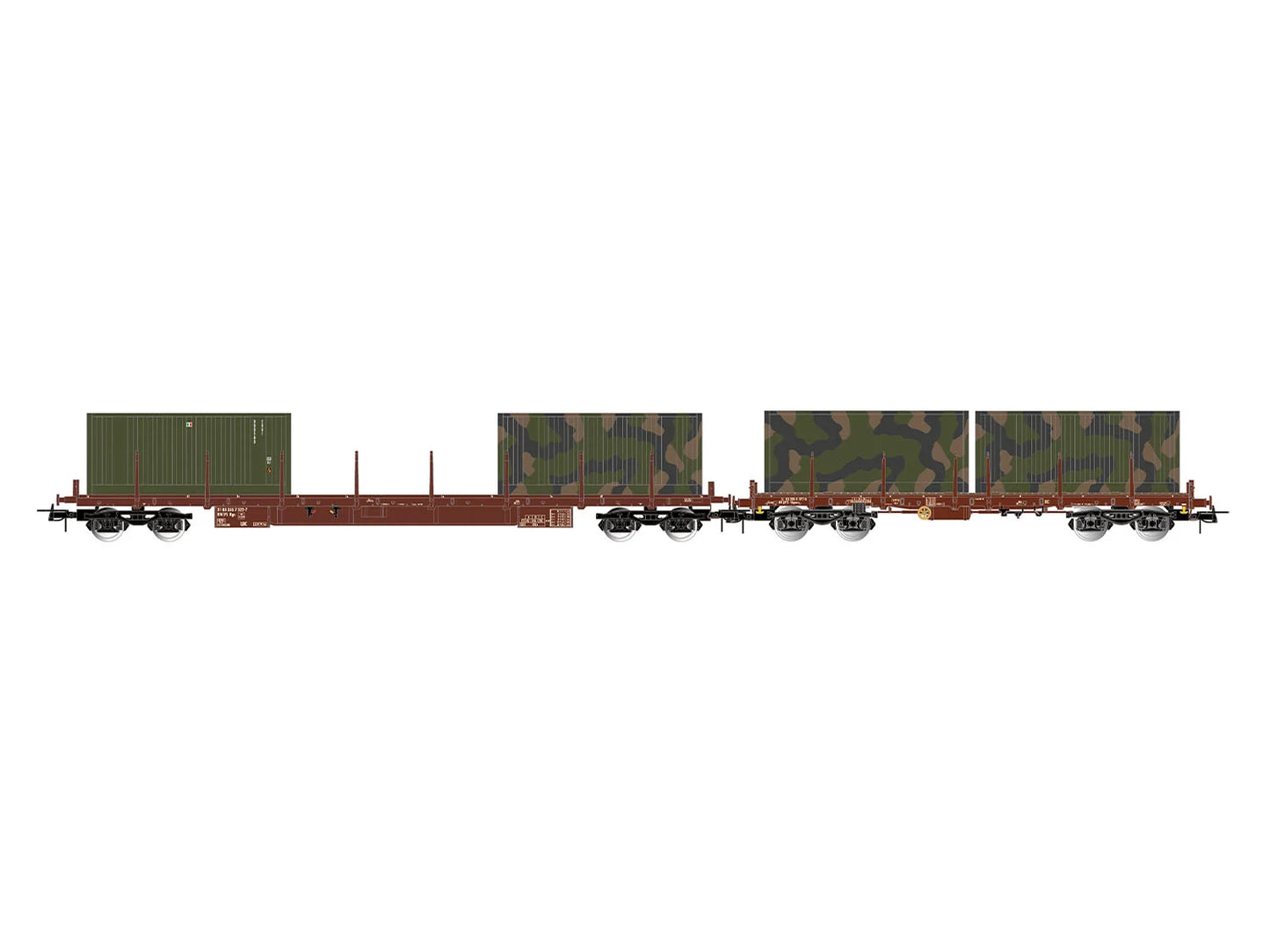 Rivarossi 6716 FS Rgs Flat Wagon w/Military Container Load Set (2) IV HO Gauge