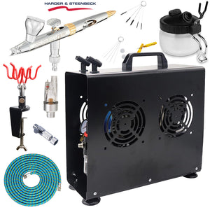 Harder & Steenbeck Evolution Solo 0.28mm Airbrush Premium Compressor Bundle Kit