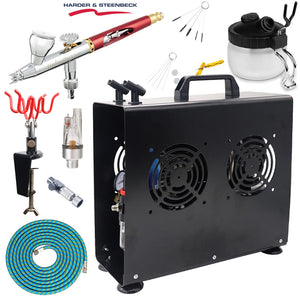Harder & Steenbeck Infinity CRplus 2in1 Airbrush Premium Compressor Bundle Kit
