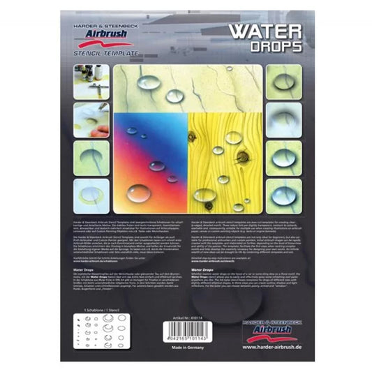 Harder & Steenbeck Airbrush Stencil Template - Water Drops (A4 Sheet) 410114