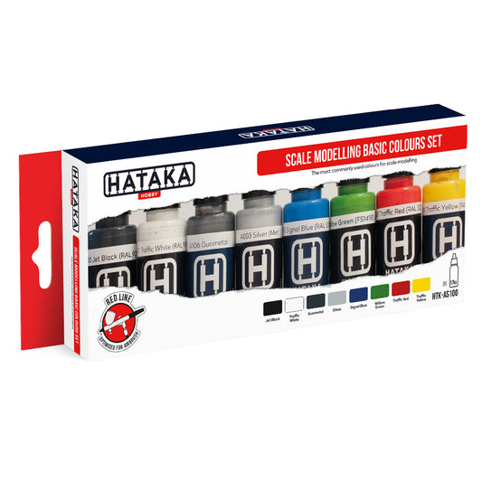 Hataka AS100 Basic Colours Red Line Acrylic Paint Set