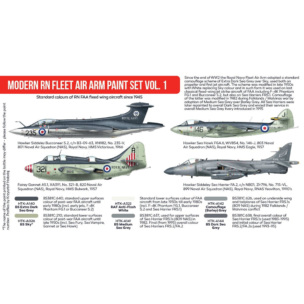 Hataka AS113 Modern RN Fleet Air Arm Vol.1 Red Line Acrylic Paint Set