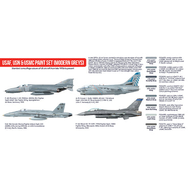 Hataka AS44 USAF, USN & USMC (Modern Greys) Red Line Acrylic Paint Set