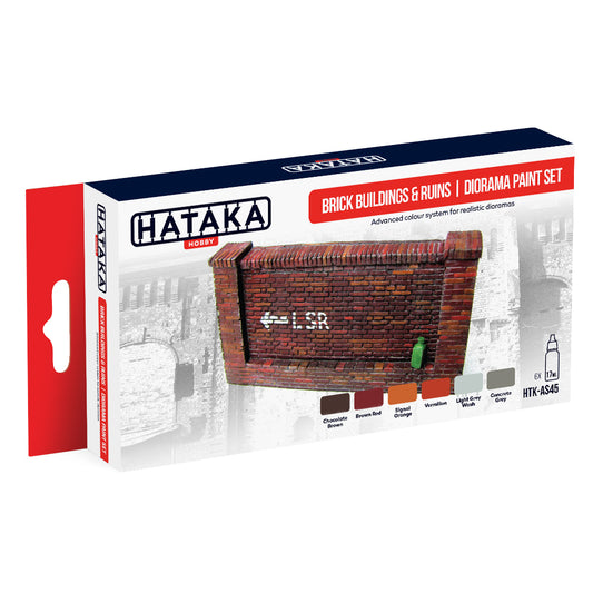 Hataka AS45 Brick Buildings & Ruins Diorama Red Line Acrylic Paint Set