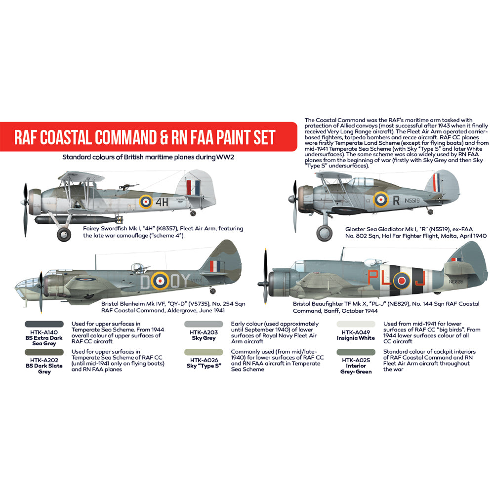 Hataka AS49 RAF Coastal Command & RN FAA Red Line Acrylic Paint Set