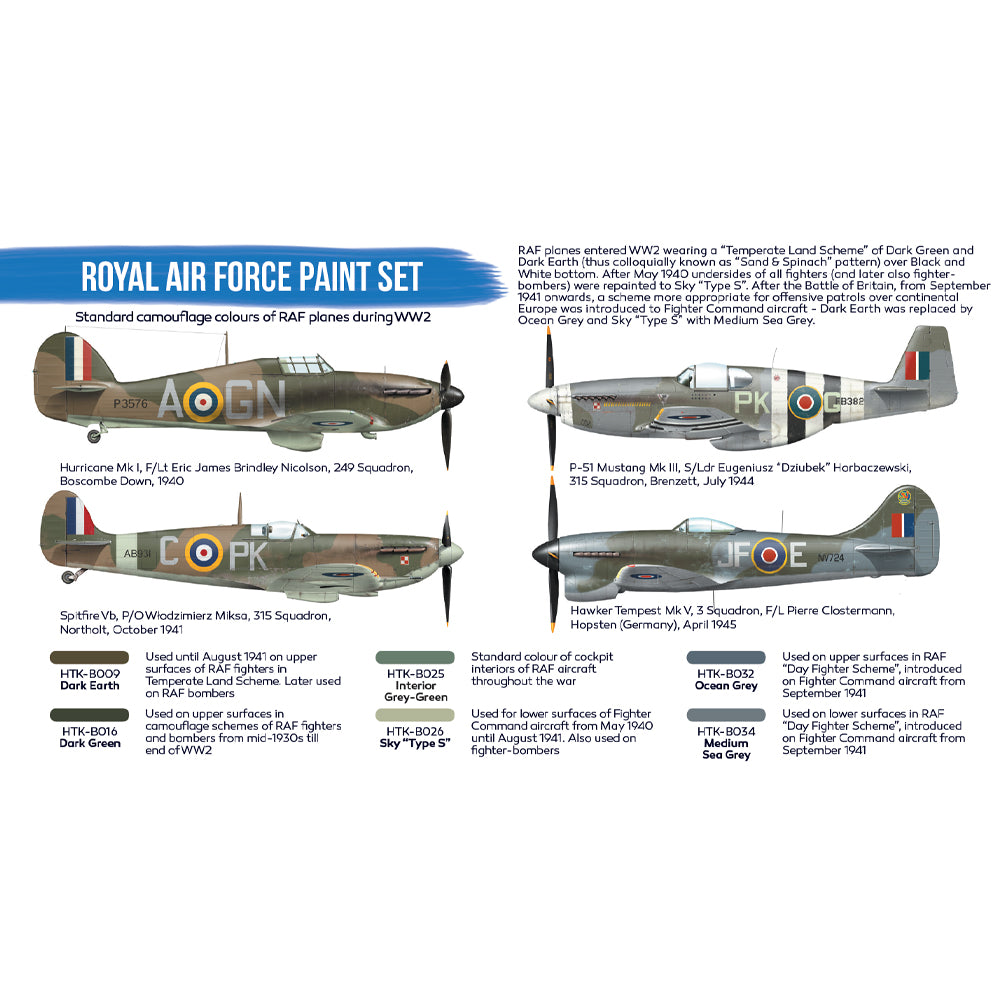 Hataka BS07 Royal Air Force WW2 Blue Line Acrylic Paint Set
