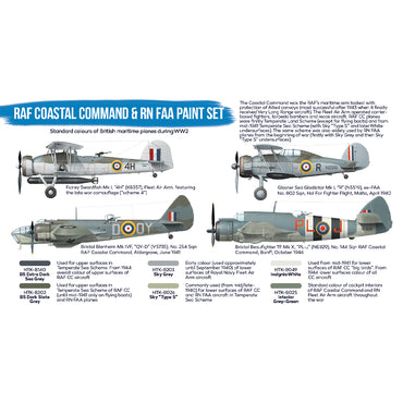Hataka BS49 RAF Coastal Command & RN FAA WW2 Blue Line Acrylic Paint Set