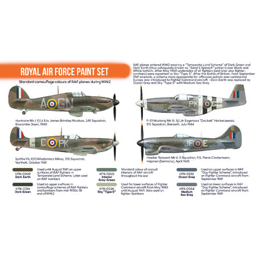 Hataka CS07 Royal Air Force WW2 Orange Line Acrylic Paint Set
