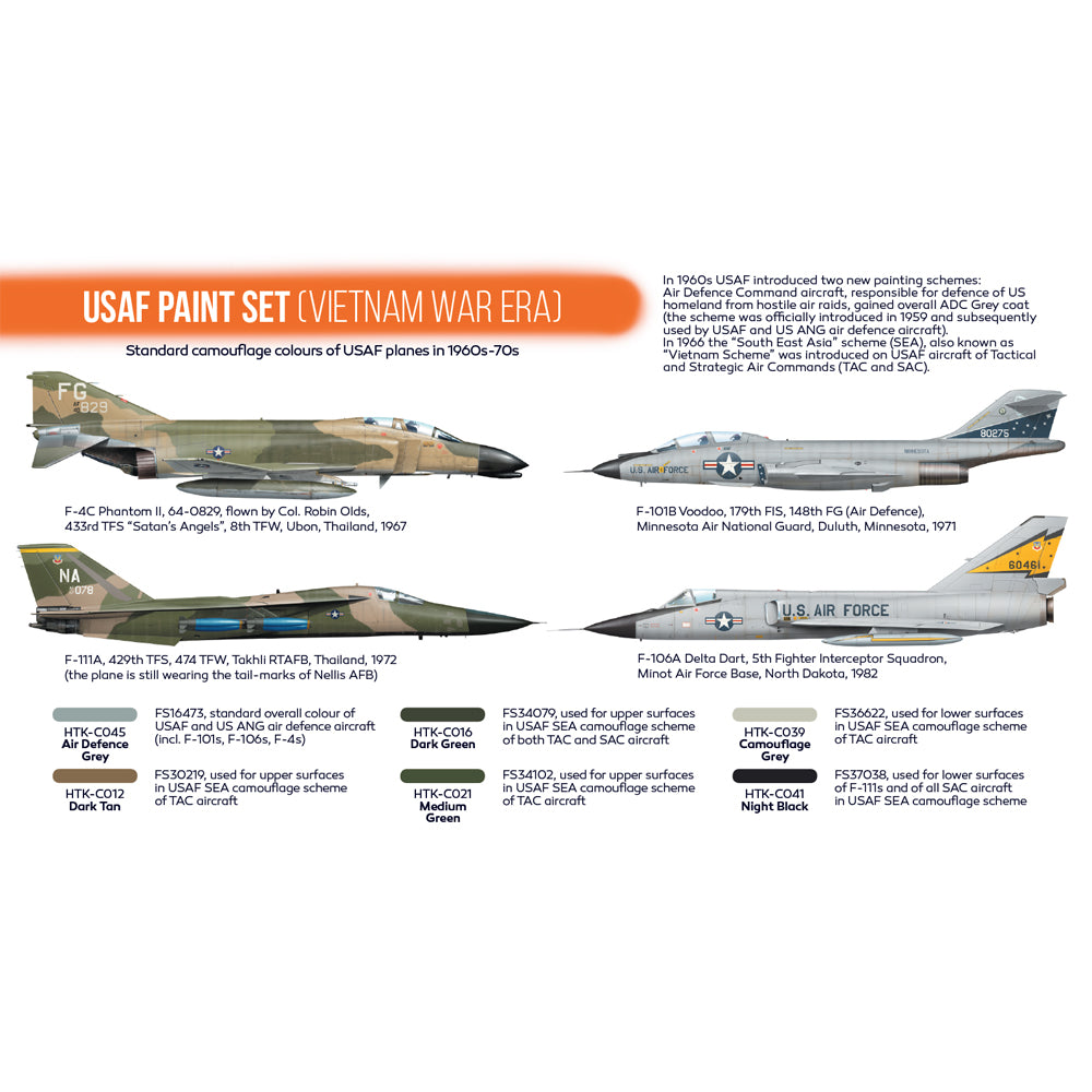 Hataka CS09 USAF (Vietnam War Era) Orange Line Acrylic Paint Set