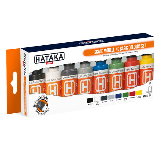 Hataka CS100 Basic Colours Orange Line Acrylic Paint Set