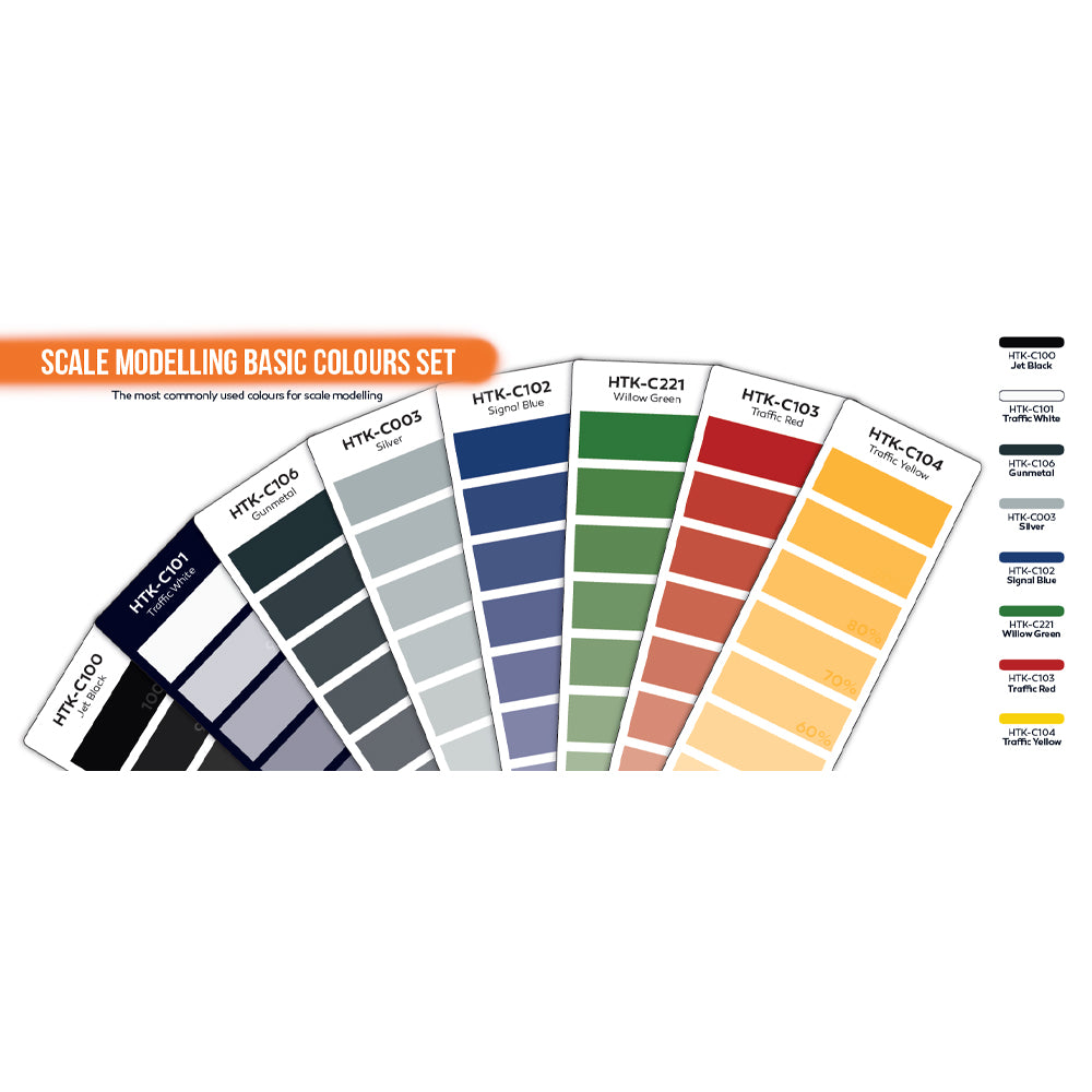 Hataka CS100 Basic Colours Orange Line Acrylic Paint Set