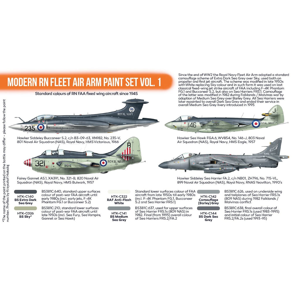 Hataka CS113 Modern RN Fleet Air Arm Vol.1 Orange Line Acrylic Paint Set