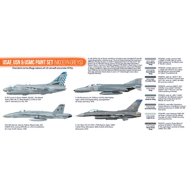 Hataka CS44 USAF, USN & USMC (Modern Greys) Orange Line Acrylic Paint Set