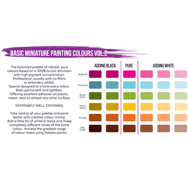 Hataka DS02 Basic Miniature Painting Colours Vol.2 Violet Line Acrylic Paint Set