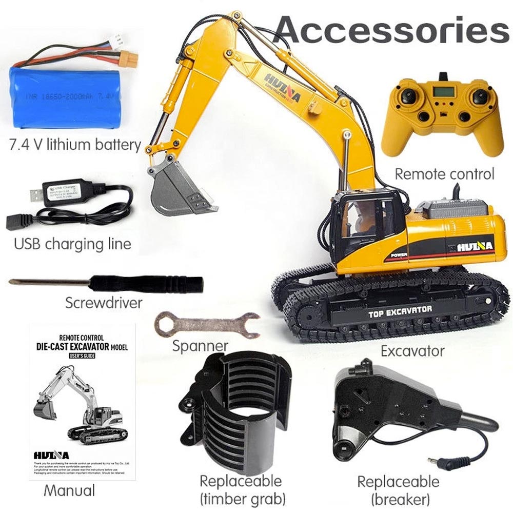 HuiNa RC Excavator V4 23Ch 2.4Ghz - All Metal 1:14 CY1580
