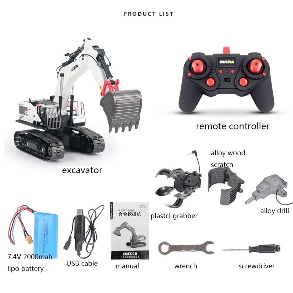 HuiNa RC Excavator 22Ch 2.4Ghz - 1:14 2021 CY1594