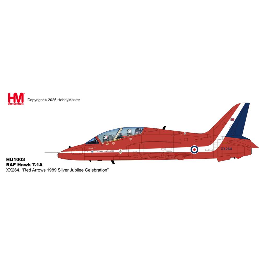 Hobby Master RAF Hawk T.1A Red Arrows 1989 Silver Jubilee 1:48 Diecast Model