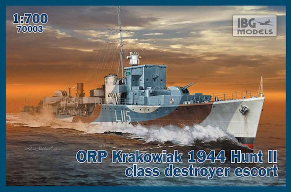 IBG Models 70003 ORP Krakowiak 1944 Hunt II Class Destroyer 1:700 Model Kit