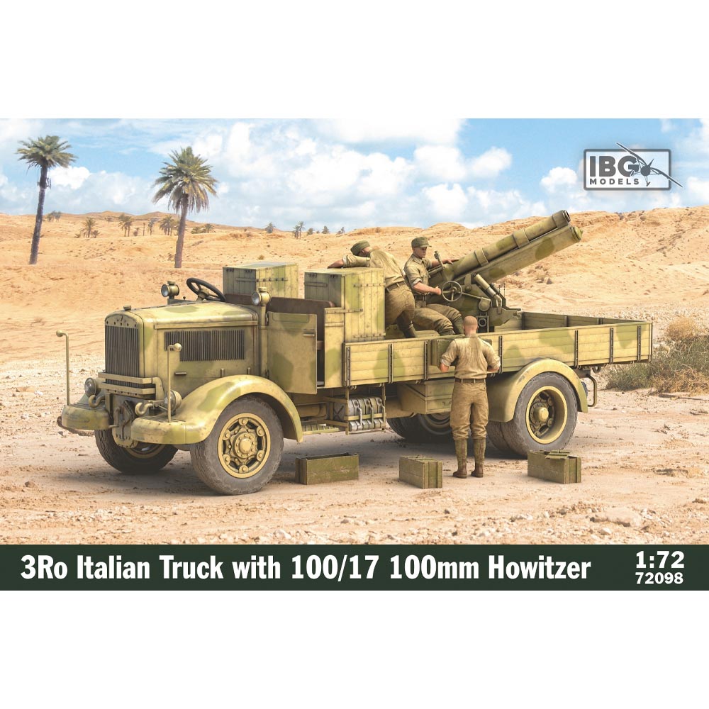 IBG Models 72098 3Ro Italian Truck with 100/17 100mm Howitzer 1:72 Model Kit