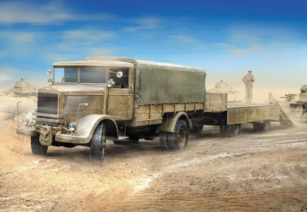 IBG Models 72167 3Ro Italian Truck with Viberti Tank Trailer 1:72 Model Kit