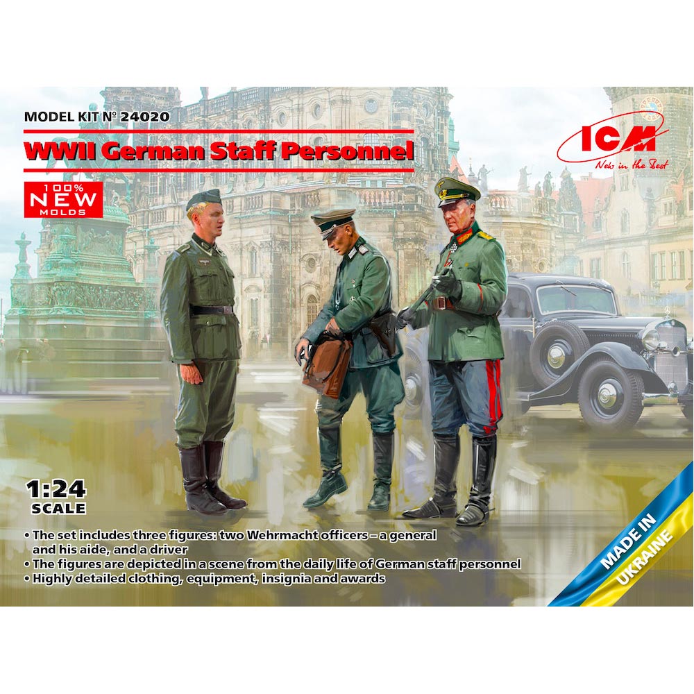 ICM 24020 WWII German Staff Personnel Soldiers 1:24 Figures Plastic Model Kit