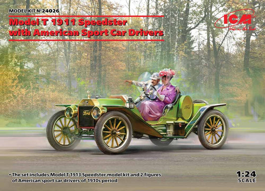 ICM 24026 Model T 1913 Speedster American Sport Car Drivers 1:24 Car Model Kit