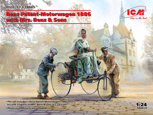 ICM 24041 Benz Patent-Motorwagen 1886 with Mrs. Benz & Sons 1:24 Car Model Kit