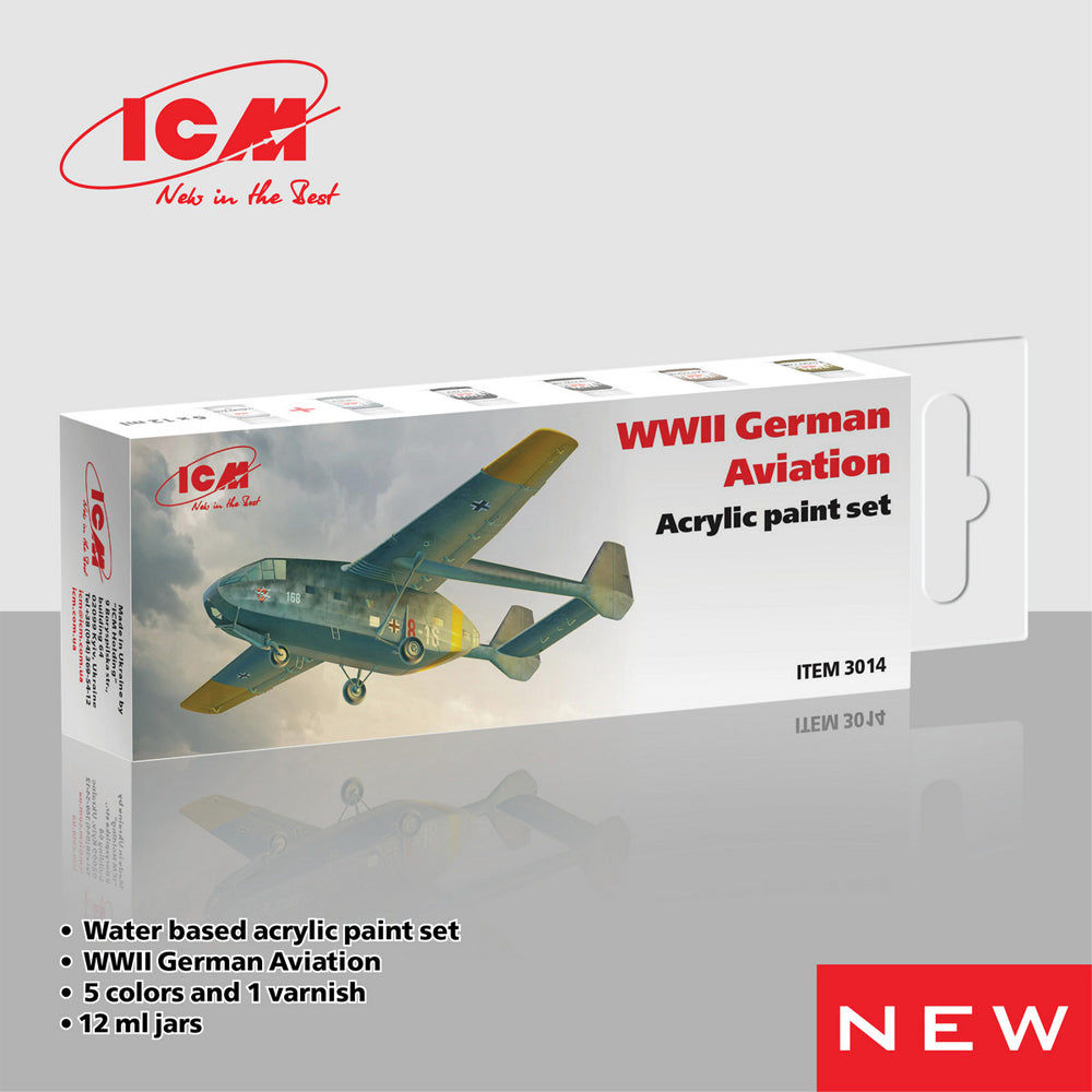 ICM 3014 WWII German Aaviation Acrylic Paint Set 6x 12ml ICM48225 Model Paints