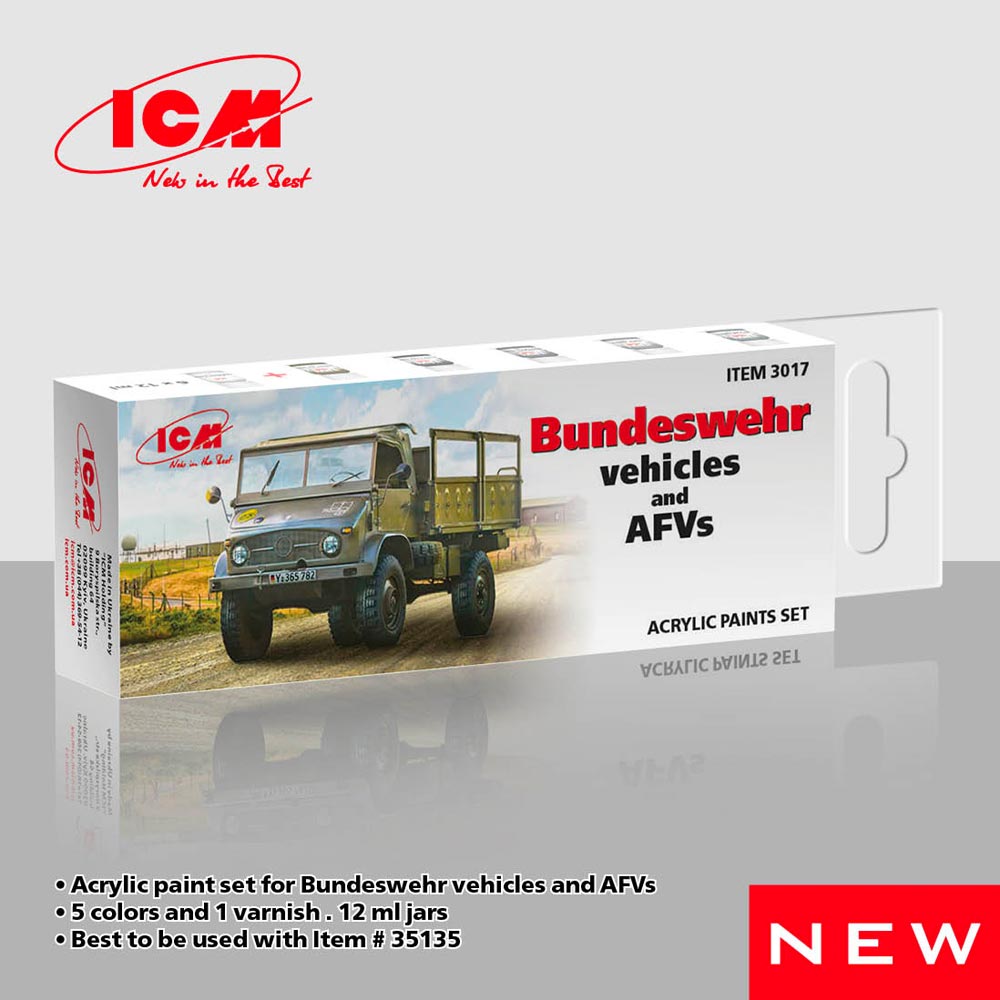 ICM 3017 German Bundeswehr Trucks Acrylic Paint Set for ICM35135 Model Kits
