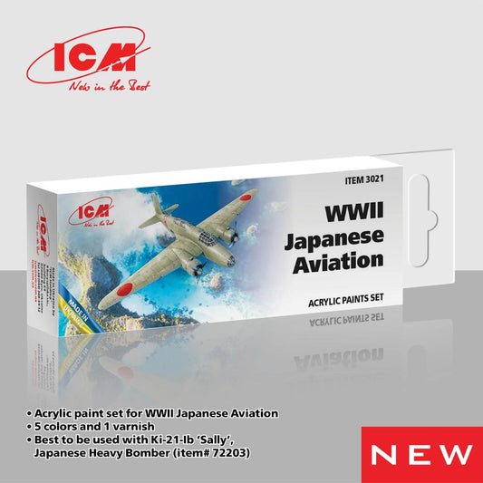 ICM 3021 WWII Japanese Aviation Acrylic Paint Set for 72203 'Sally'