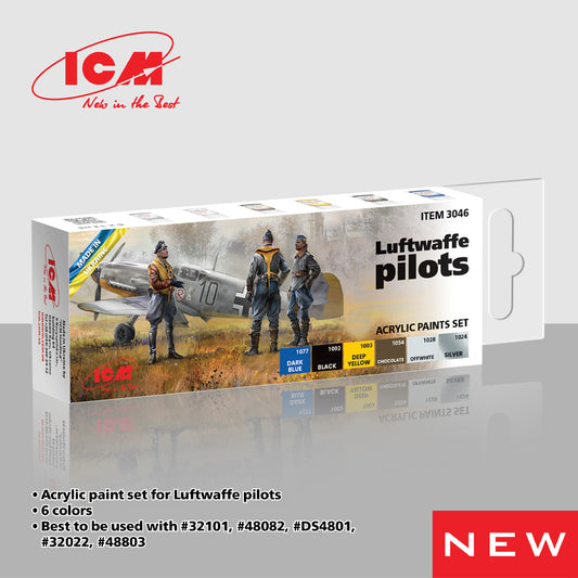 ICM 3046 Luftwaffe Pilots Model Kit Acrylic Paint Set