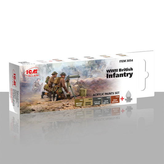 ICM 3054 WWII British Infantry Acrylic Paint Set 6 x 12ml Bottles