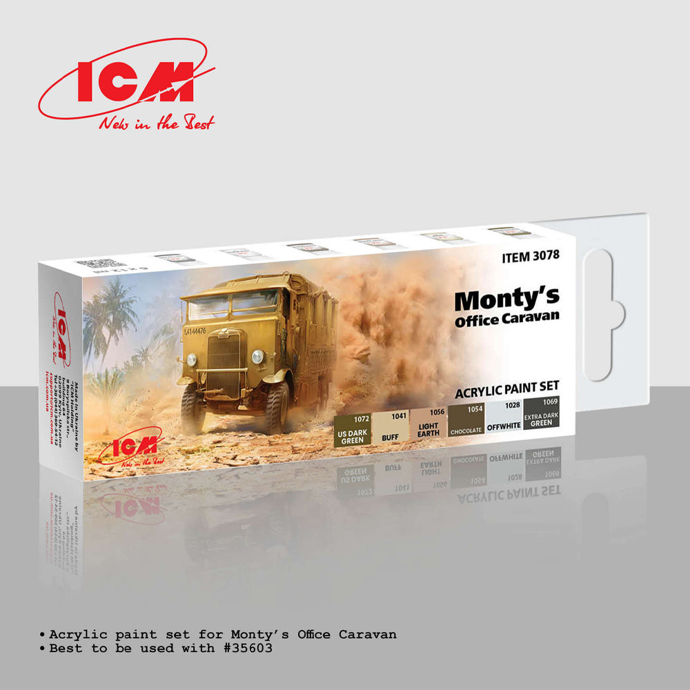 ICM 3078 Monty's Office Caravan Model Acrylic Paint Set