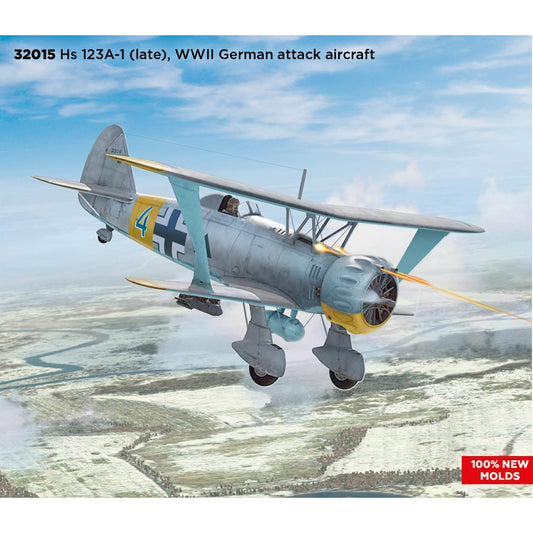 ICM 32015 Henschel Hs 123A-1 (Late) WWII German Attack Aircraft 1:32 Model Kit