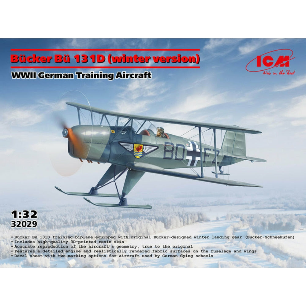 ICM 32029 Bücker Bü 131D (Winter Version) 1:32 Model Kit