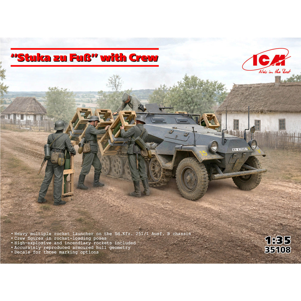 ICM 35108 Sd.Kfz. 251/1 Stuka zu Fuß w/3 Crew Figures 1:35 Model Kit