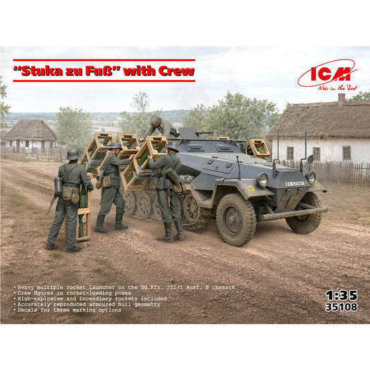 ICM 35108 Sd.Kfz. 251/1 Stuka zu Fuß w/3 Crew Figures 1:35 Model Kit