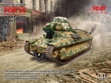 ICM 35336 French FCM 36 WWII Light Tank 1:35 Military Vehicle Model Kit